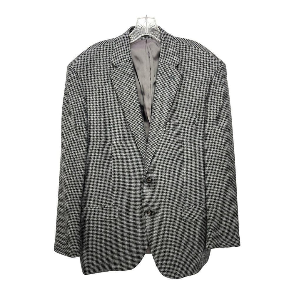 Lauren Ralph Lauren Blazer Men's 44R Gray Wool Houndstooth Sport Coat Jacket